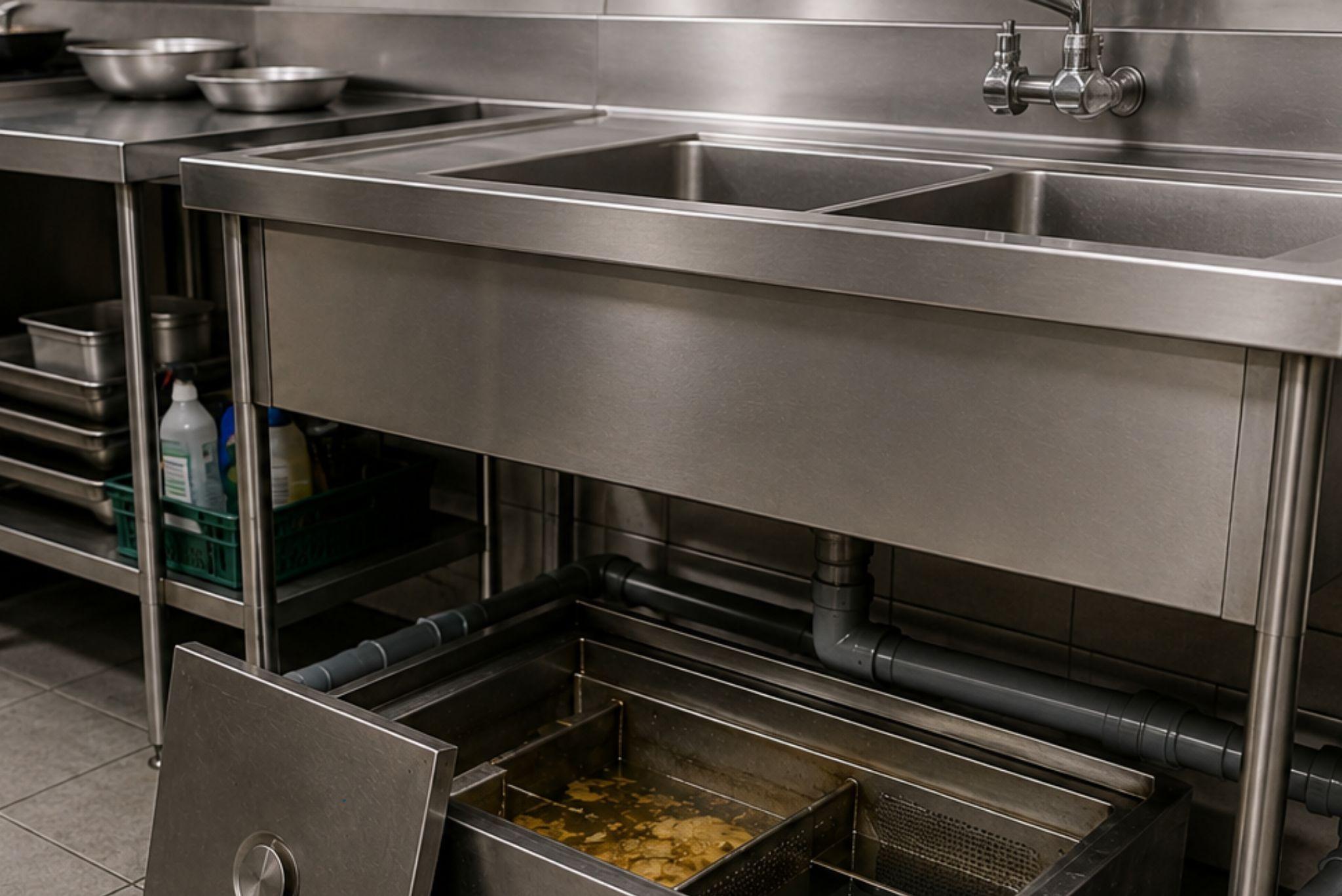 Grease Trap In School Kitchen